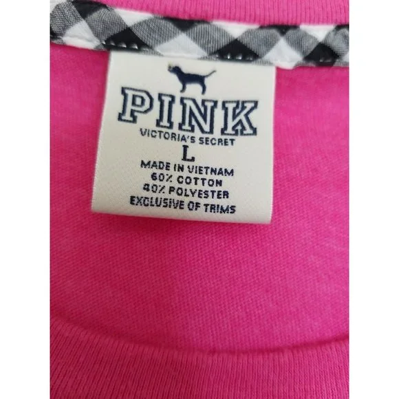 PINK Victoria's Secret T Shirt Let's Snuggle to Keep Warm Pink Large - Picture 2 of 8